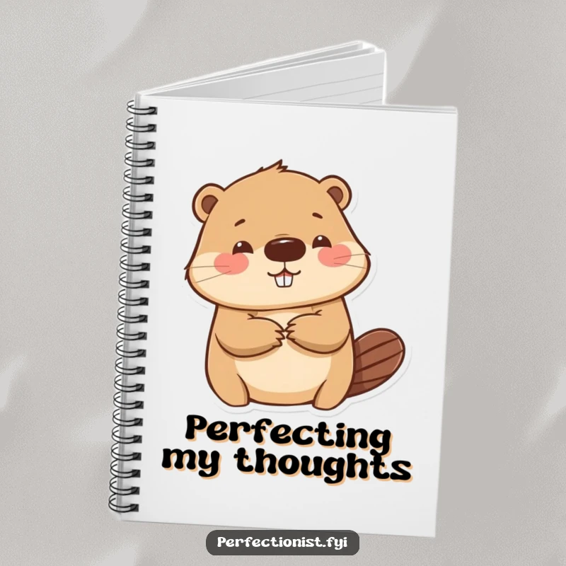 Funny beaver notebook with a character carefully smoothing a paper wrinkle, inspiring neat note-taking and organized thoughts for creative minds.