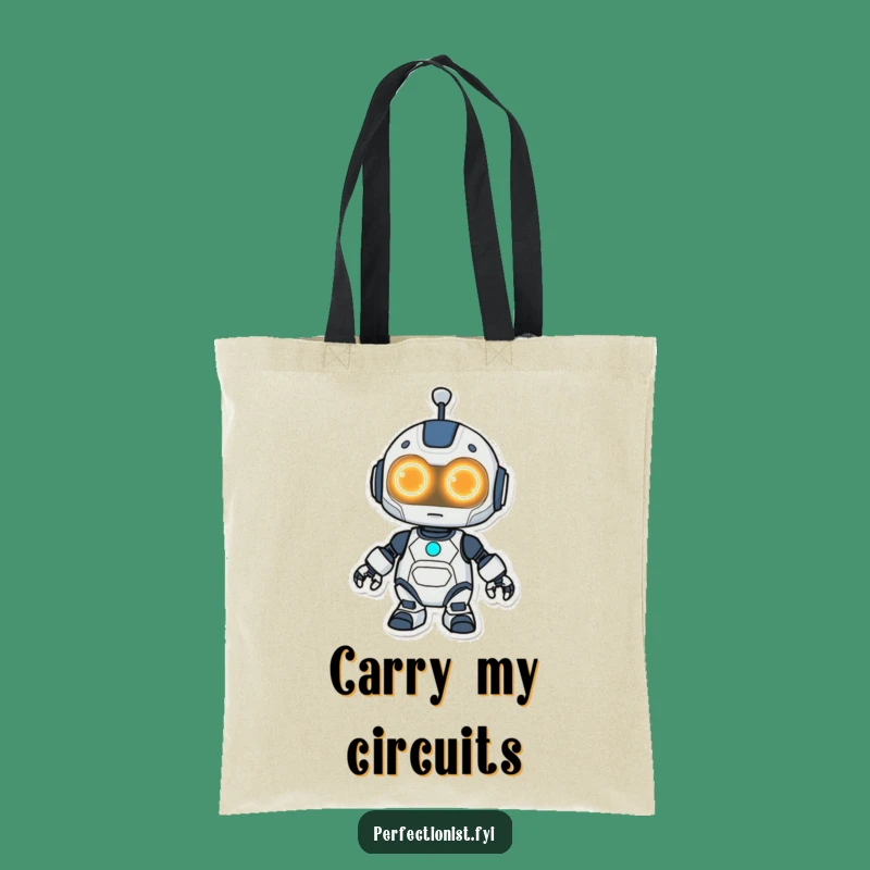 Funny Kawaii Robot Tote Bag: Cleaning Bot with Glowing Eyes, Practical Funny Gift